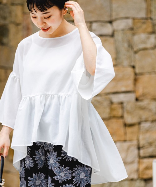 ITEMS URBANRESEARCH（アイテムズ アーバンリサーチ）の「シアーティアードブラウス（シャツ/ブラウス・レディース・ブラック/オフホワイト/ミント・FREE）」の2枚目の写真