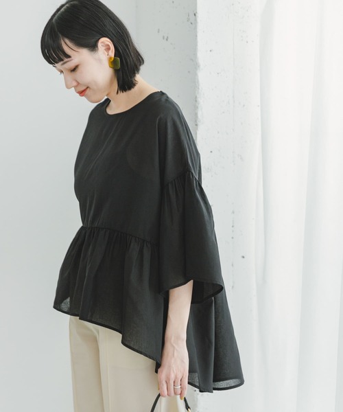 ITEMS URBANRESEARCH（アイテムズ アーバンリサーチ）の「シアーティアードブラウス（シャツ/ブラウス・レディース・ブラック/オフホワイト/ミント・FREE）」の3枚目の写真