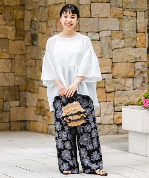 ITEMS URBANRESEARCH（アイテムズ アーバンリサーチ）の「シアーティアードブラウス（シャツ/ブラウス・レディース・ブラック/オフホワイト/ミント・FREE）」の7枚目の写真