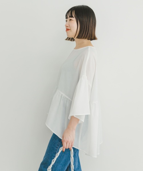 ITEMS URBANRESEARCH（アイテムズ アーバンリサーチ）の「シアーティアードブラウス（シャツ/ブラウス・レディース・ブラック/オフホワイト/ミント・FREE）」の13枚目の写真