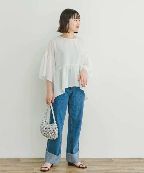 ITEMS URBANRESEARCH（アイテムズ アーバンリサーチ）の「シアーティアードブラウス（シャツ/ブラウス・レディース・ブラック/オフホワイト/ミント・FREE）」の16枚目の写真