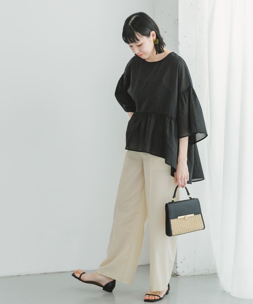 ITEMS URBANRESEARCH（アイテムズ アーバンリサーチ）の「シアーティアードブラウス（シャツ/ブラウス・レディース・ブラック/オフホワイト/ミント・FREE）」の21枚目の写真