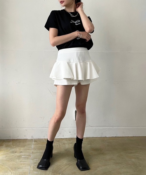 Jewelobe(ジュエローブ)の「リボンプリントルーズTシャツ(Tシャツ/カットソー・レディース・ブラック/ホワイト・FREE)」の13枚目の写真