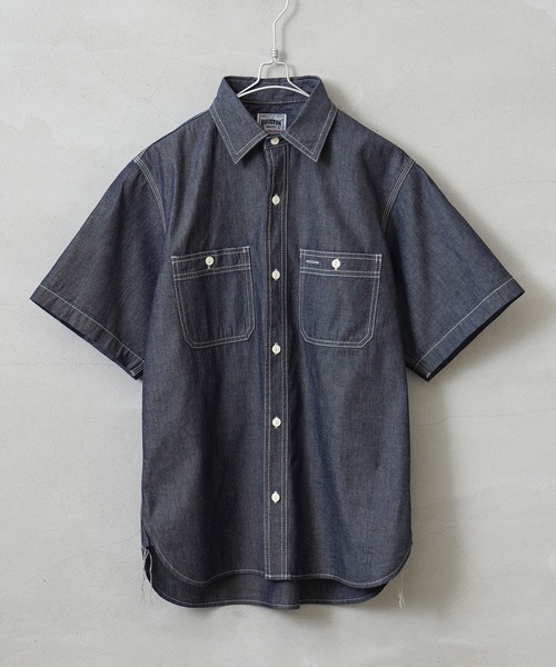 HOUSTON（ヒューストン）の「USN COTTON S/S WORK SHIRT（シャツ/ブラウス・メンズ・ブルー系その他2/ブルー系その他/インディゴブルー・XL/L/XXL/M）」の2枚目の写真