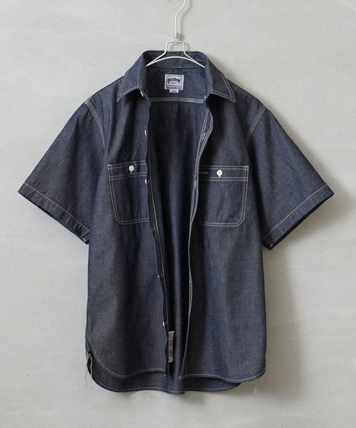 HOUSTON（ヒューストン）の「USN COTTON S/S WORK SHIRT（シャツ/ブラウス・メンズ・ブルー系その他2/ブルー系その他/インディゴブルー・XL/L/XXL/M）」の5枚目の写真