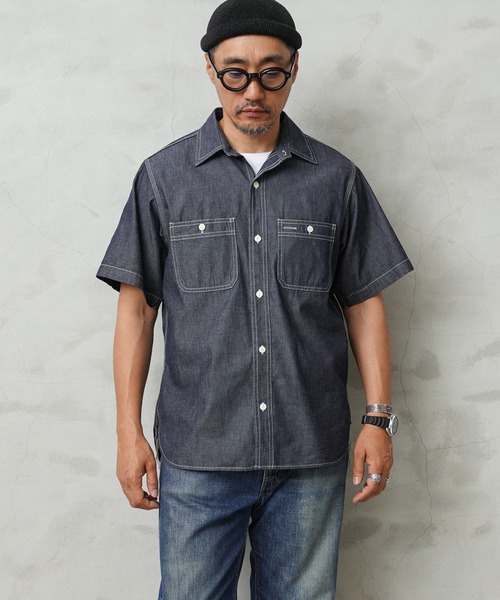 HOUSTON（ヒューストン）の「USN COTTON S/S WORK SHIRT（シャツ/ブラウス・メンズ・ブルー系その他2/ブルー系その他/インディゴブルー・XL/L/XXL/M）」の15枚目の写真