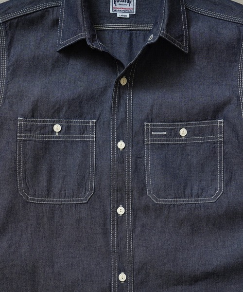HOUSTON（ヒューストン）の「USN COTTON S/S WORK SHIRT（シャツ/ブラウス・メンズ・ブルー系その他2/ブルー系その他/インディゴブルー・XL/L/XXL/M）」の11枚目の写真
