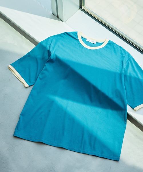 ADAM ET ROPE'(アダムエロペ)の「【WEB限定】カラーミックス リンガー ショートスリーブ Tシャツ / ユニセックス(Tシャツ/カットソー・メンズ・グレー/ブルー/オフホワイト/ダークブラウン・S/L/M)」の4枚目の写真