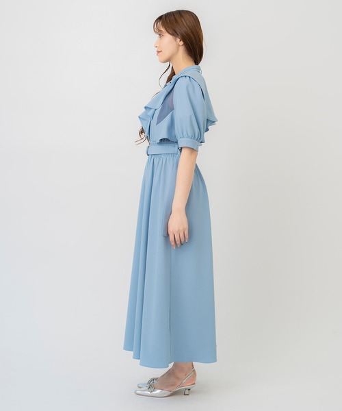 REDYAZEL(レディアゼル)の「ストライプシアーラッフルワンピース(ワンピース・レディース・サックスブルー/ネイビー/グリーン・SMALL/MEDIUM)」の11枚目の写真