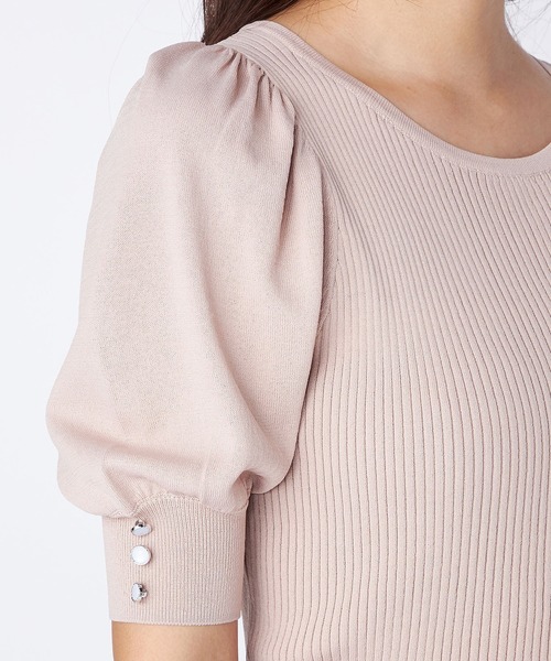 LAISSE PASSE（レッセパッセ）の「ボリュームスリーブ五分袖プルオーバー（ニット/セーター・レディース・ライトブルー/ブラック/イエロー/アイボリー/スモークピンク・MEDIUM）」の18枚目の写真