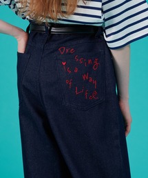 BACK POCKET EMBROIDERY SHIRRING DENIM PANTS / バッグポケット刺繍シャーリングデニムパンツ
