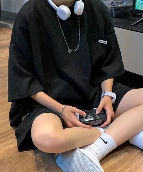 .KOM(ドットコム)の「『.KOM/ドットケーオーエム』オーバーサイズ サマーセットアップ【Y】【CN】(その他トップス・メンズ・グレー/ブラック/ブルー・FREE)」の1枚目の写真