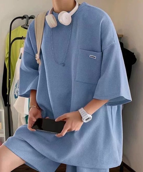 .KOM(ドットコム)の「『.KOM/ドットケーオーエム』オーバーサイズ サマーセットアップ【Y】【CN】(その他トップス・メンズ・グレー/ブラック/ブルー・FREE)」の7枚目の写真