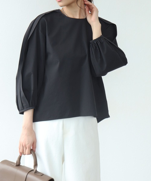 TITE IN THE STORE（ティテ　インザ　ストア）の「タイプライタータックブラウス（シャツ/ブラウス・レディース・ブラック/オフホワイト/ブルー・38）」の3枚目の写真