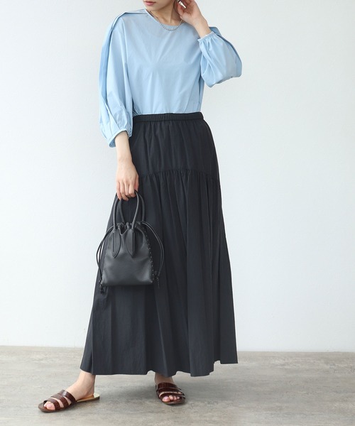 TITE IN THE STORE（ティテ　インザ　ストア）の「タイプライタータックブラウス（シャツ/ブラウス・レディース・ブラック/オフホワイト/ブルー・38）」の9枚目の写真