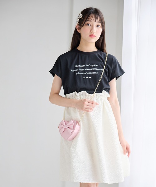 フラワーエンボス×ロゴTシャツ ドッキングワンピース(130㎝～160