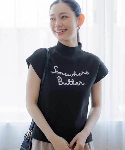 チェーンロゴボトルネックニットトップス（Tシャツ/カットソー