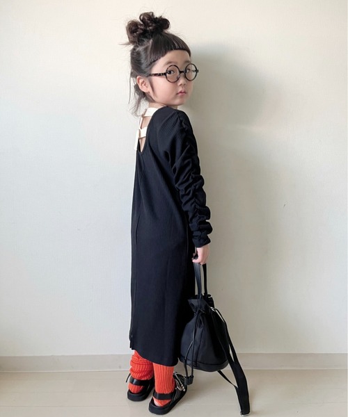 CIAOPANIC TYPY（チャオパニックティピー）の「【KIDS】バックベルトワンピース（ワンピース・キッズ・ブラック/パープル/カーキ・XX-LARGE/X-LARGE/LARGE/MEDIUM/SMALL）」の2枚目の写真