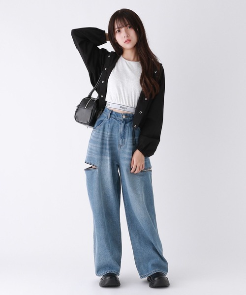 repipi armario（レピピ アルマリオ）の「ストレッチナイロンショートパーカー（パーカー・キッズ・ブラック/ホワイト/チャコールグレー/カーキ・LARGE/MEDIUM/SMALL）」の8枚目の写真