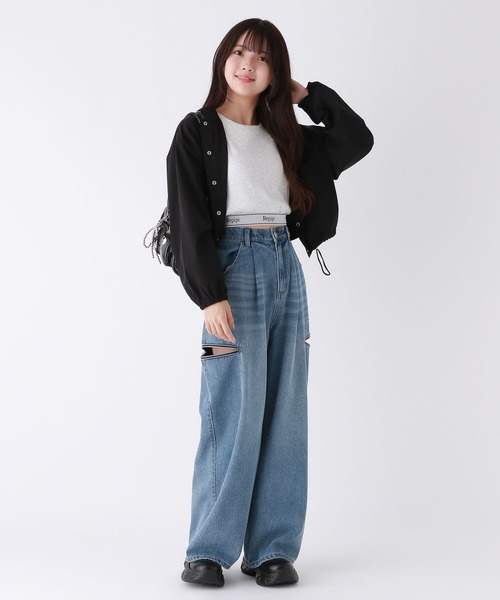 repipi armario（レピピ アルマリオ）の「ストレッチナイロンショートパーカー（パーカー・キッズ・ブラック/ホワイト/チャコールグレー/カーキ・LARGE/MEDIUM/SMALL）」の9枚目の写真