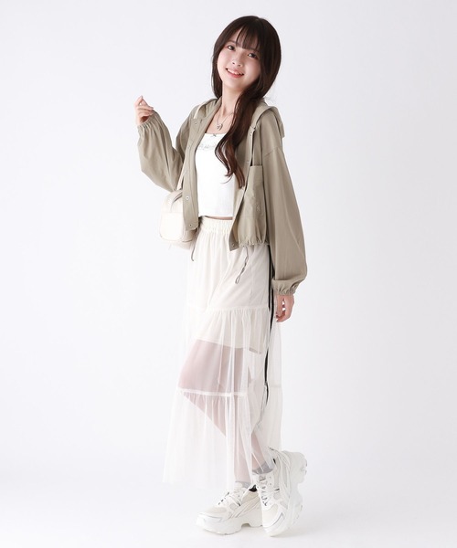 repipi armario（レピピ アルマリオ）の「ストレッチナイロンショートパーカー（パーカー・キッズ・ブラック/ホワイト/チャコールグレー/カーキ・LARGE/MEDIUM/SMALL）」の12枚目の写真