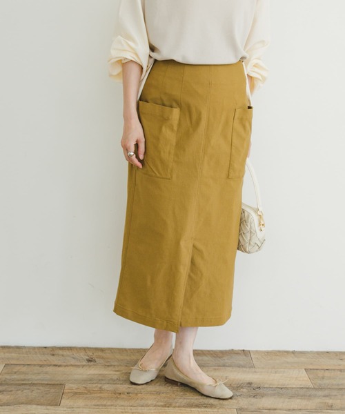 ITEMS URBANRESEARCH（アイテムズ アーバンリサーチ）の「ストレッチタイトスカート（スカート・レディース・ブラック/グリーン系その他/キャメル・FREE）」の4枚目の写真