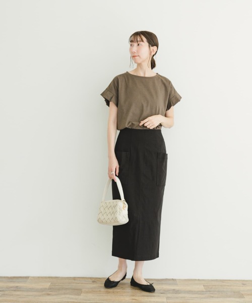 ITEMS URBANRESEARCH（アイテムズ アーバンリサーチ）の「ストレッチタイトスカート（スカート・レディース・ブラック/グリーン系その他/キャメル・FREE）」の12枚目の写真