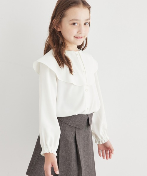 ROPE' PICNIC（ロペピクニック）の「【KIDS】フレアカラーブラウス/リンクコーデ・WEB限定サイズ:110cm（シャツ/ブラウス・キッズ・オフホワイト/ベージュ系その他・150/140/130/120/110）」の2枚目の写真