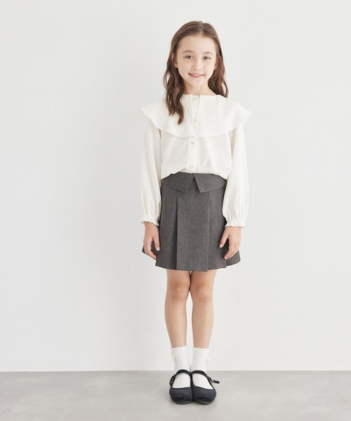 ROPE' PICNIC（ロペピクニック）の「【KIDS】フレアカラーブラウス/リンクコーデ・WEB限定サイズ:110cm（シャツ/ブラウス・キッズ・オフホワイト/ベージュ系その他・150/140/130/120/110）」の6枚目の写真