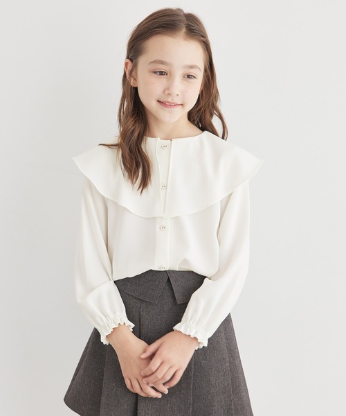ROPE' PICNIC（ロペピクニック）の「【KIDS】フレアカラーブラウス/リンクコーデ・WEB限定サイズ:110cm（シャツ/ブラウス・キッズ・オフホワイト/ベージュ系その他・150/140/130/120/110）」の4枚目の写真