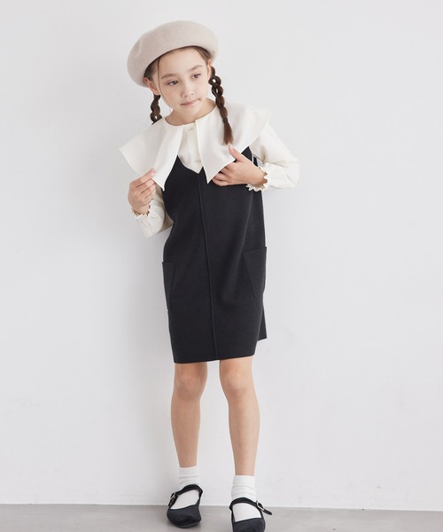 ROPE' PICNIC（ロペピクニック）の「【KIDS】フレアカラーブラウス/リンクコーデ・WEB限定サイズ:110cm（シャツ/ブラウス・キッズ・オフホワイト/ベージュ系その他・150/140/130/120/110）」の3枚目の写真