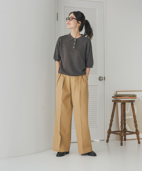 URBAN RESEARCH DOORS(アーバンリサーチドアーズ)の「チノワイドパンツ(チノパンツ・レディース・ベージュ/カーキ・MEDIUM)」の8枚目の写真