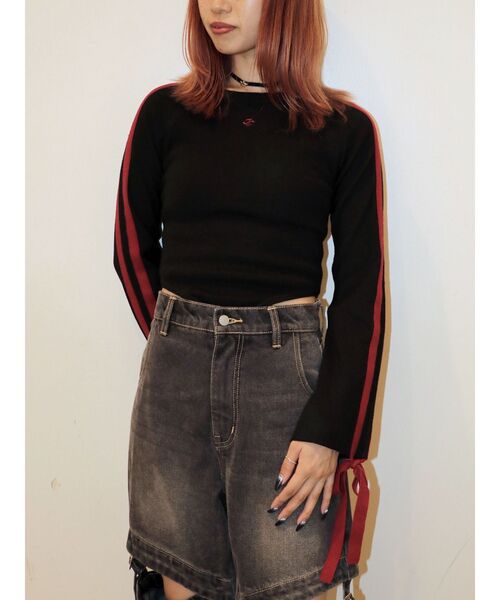 jouetie(ジュエティ)の「リボンラインニットボディスーツ(ニット/セーター・レディース・グリーン/オフホワイト/ブラック・MEDIUM)」の17枚目の写真