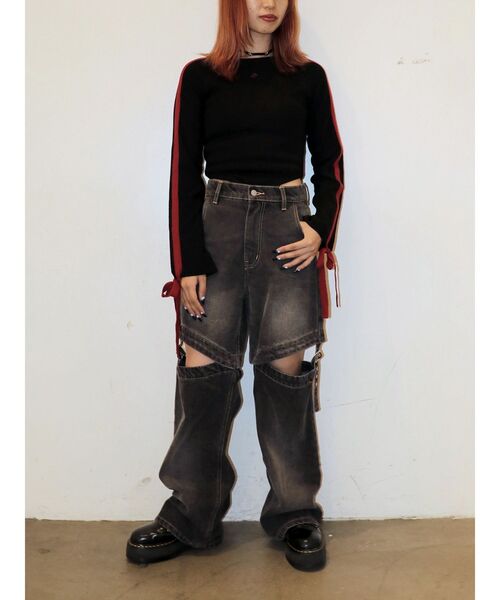 jouetie(ジュエティ)の「リボンラインニットボディスーツ(ニット/セーター・レディース・グリーン/オフホワイト/ブラック・MEDIUM)」の19枚目の写真