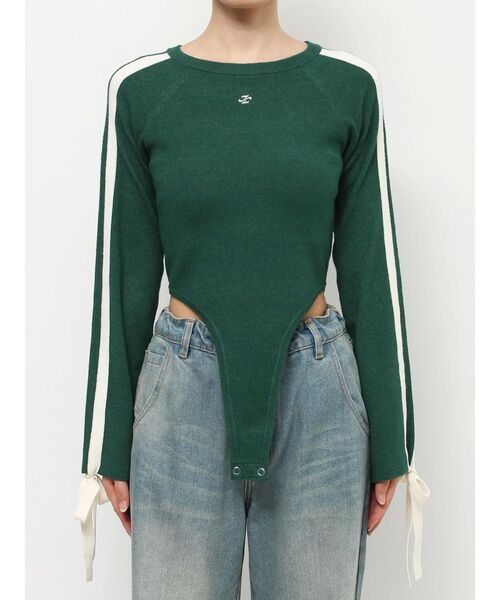 jouetie(ジュエティ)の「リボンラインニットボディスーツ(ニット/セーター・レディース・グリーン/オフホワイト/ブラック・MEDIUM)」の20枚目の写真