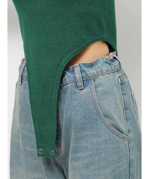 jouetie(ジュエティ)の「リボンラインニットボディスーツ(ニット/セーター・レディース・グリーン/オフホワイト/ブラック・MEDIUM)」の6枚目の写真