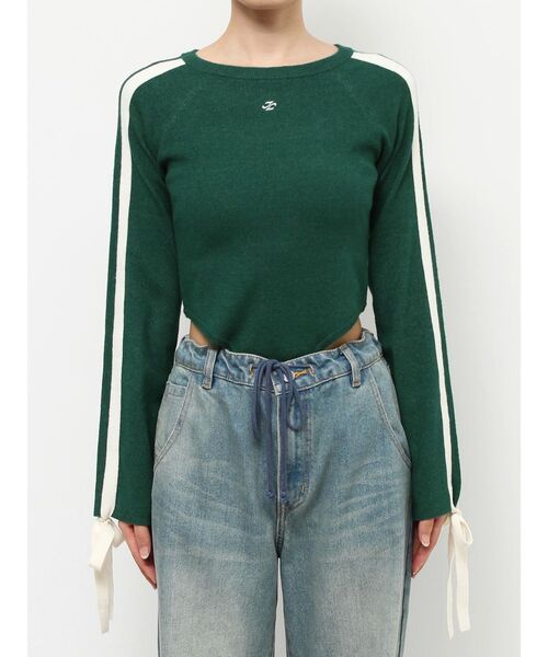 jouetie(ジュエティ)の「リボンラインニットボディスーツ(ニット/セーター・レディース・グリーン/オフホワイト/ブラック・MEDIUM)」の9枚目の写真