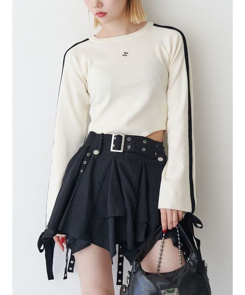 jouetie(ジュエティ)の「リボンラインニットボディスーツ(ニット/セーター・レディース・グリーン/オフホワイト/ブラック・MEDIUM)」の1枚目の写真