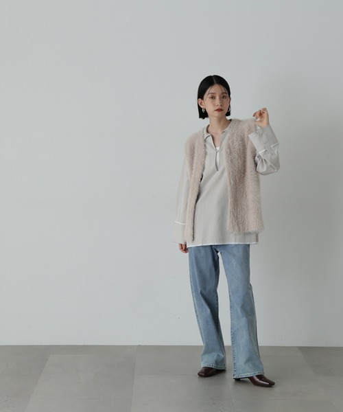 N.（N. Natural Beauty Basic）（エヌエヌナチュラルビューティーベーシック）の「◆フェザーヤーンベスト（ベスト・レディース・ブラウン/グレイッシュベージュ・MEDIUM）」の14枚目の写真