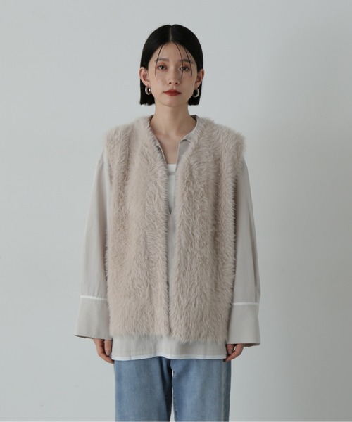 N.（N. Natural Beauty Basic）（エヌエヌナチュラルビューティーベーシック）の「◆フェザーヤーンベスト（ベスト・レディース・ブラウン/グレイッシュベージュ・MEDIUM）」の15枚目の写真