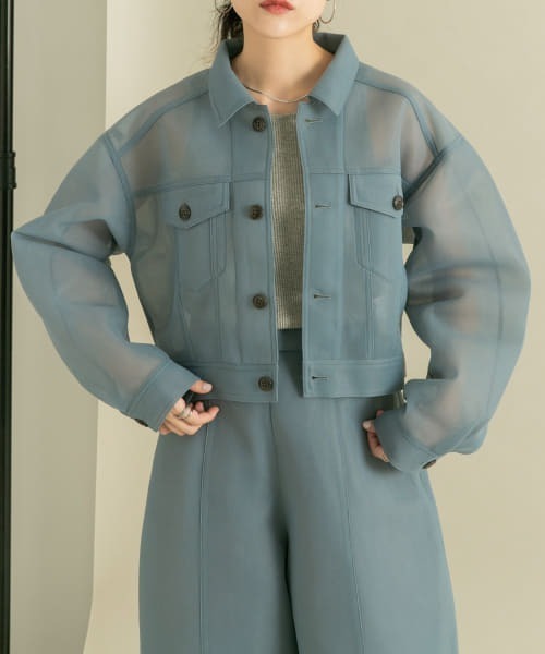 KBF（ケイビーエフ）の「シアーダンボールジャケット（その他アウター・レディース・ブルー系その他/ライトベージュ・ONE）」の3枚目の写真