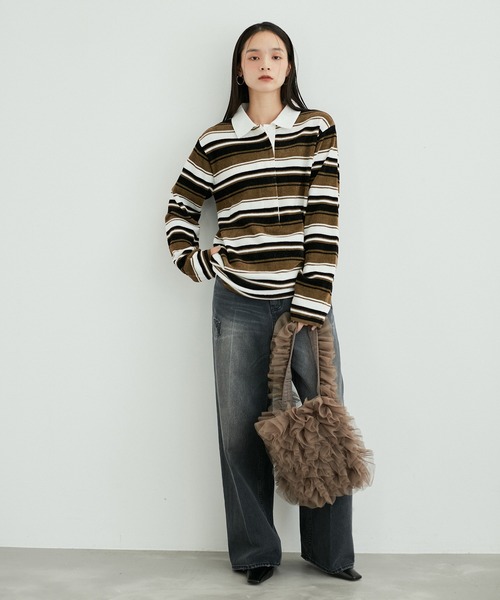 ADAM ET ROPE'(アダムエロペ)の「【一部WEB限定カラー】フリルワンショルダーバッグ(ショルダーバッグ・レディース・ブラック/ダークブラウン/ライトグレー・FREE)」の8枚目の写真