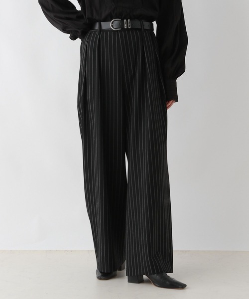 RAGEBLUE（レイジブルー）の「ピンストライプ/2タックワイドスラックス（スラックス・レディース・ブラック/グレー・FREE）」の2枚目の写真