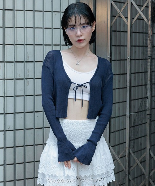 3.3 Field Trip （3.3フィールドトリップ）の「3.3 Field Trip／ソデフレアリボンカーディガン（カーディガン/ボレロ・レディース・ブラック/ブラウン/ネイビー・FREE）」の3枚目の写真