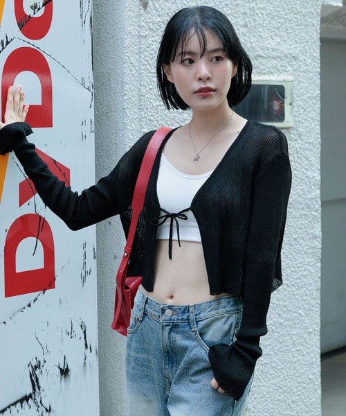 3.3 Field Trip （3.3フィールドトリップ）の「3.3 Field Trip／ソデフレアリボンカーディガン（カーディガン/ボレロ・レディース・ブラック/ブラウン/ネイビー・FREE）」の11枚目の写真