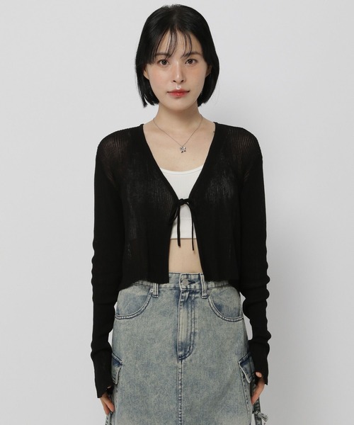 3.3 Field Trip （3.3フィールドトリップ）の「3.3 Field Trip／ソデフレアリボンカーディガン（カーディガン/ボレロ・レディース・ブラック/ブラウン/ネイビー・FREE）」の14枚目の写真