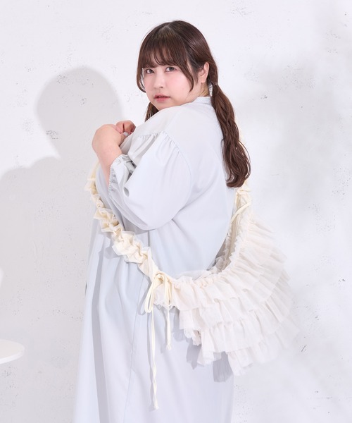 Louiosy(ルオシー)の「【大きいサイズ】チュールフリルドロストショルダーバッグ(ショルダーバッグ・レディース・ブルー系その他/ピンク/アイボリー・FREE)」の2枚目の写真