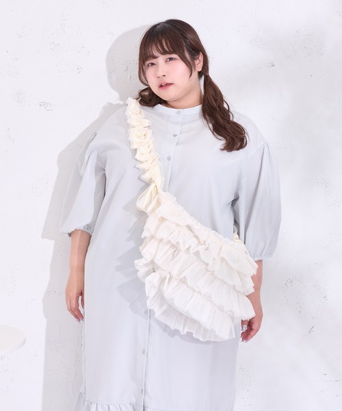 Louiosy(ルオシー)の「【大きいサイズ】チュールフリルドロストショルダーバッグ(ショルダーバッグ・レディース・ブルー系その他/ピンク/アイボリー・FREE)」の4枚目の写真