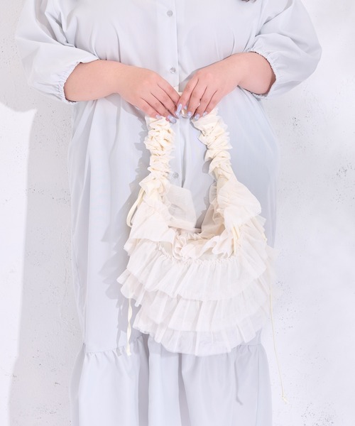 Louiosy(ルオシー)の「【大きいサイズ】チュールフリルドロストショルダーバッグ(ショルダーバッグ・レディース・ブルー系その他/ピンク/アイボリー・FREE)」の8枚目の写真