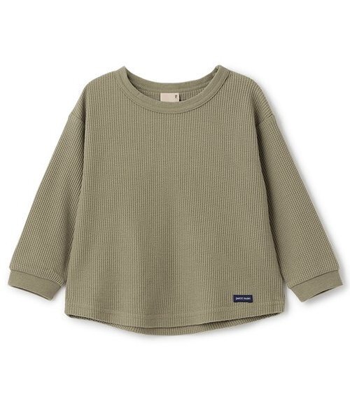 petit main(プティマイン)の「【GOODPRICE】ワッフル長袖Tシャツ(Tシャツ/カットソー・キッズ・トップグレー/アイボリー/カーキ/ピンク/モカ/ネイビー・80cm/90cm/100cm/110cm/120cm/130cm)」の5枚目の写真